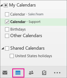 Selecting the Shared Mailbox in Calendar